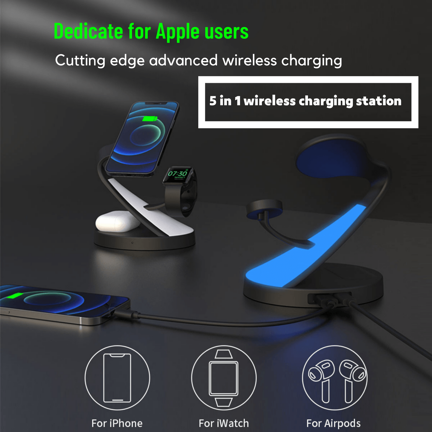 Crab One - 5 in 1 Wireless Charging Stand for Apple Devices